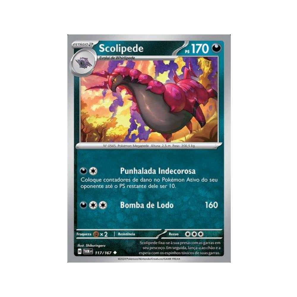 Scolipede 117/167 in Portuguese Twilight Masquerade Pokémon TCG