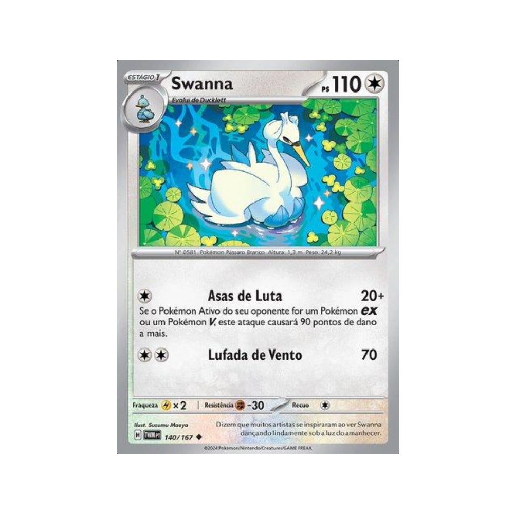 Swanna 140/167 in Portuguese Twilight Masquerade Pokémon TCG