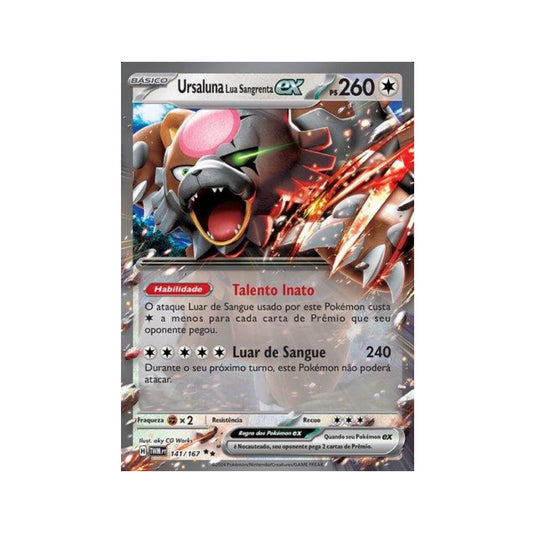 Bloodmoon Ursaluna ex 141/167 in Portuguese Twilight Masquerade Pokémon TCG