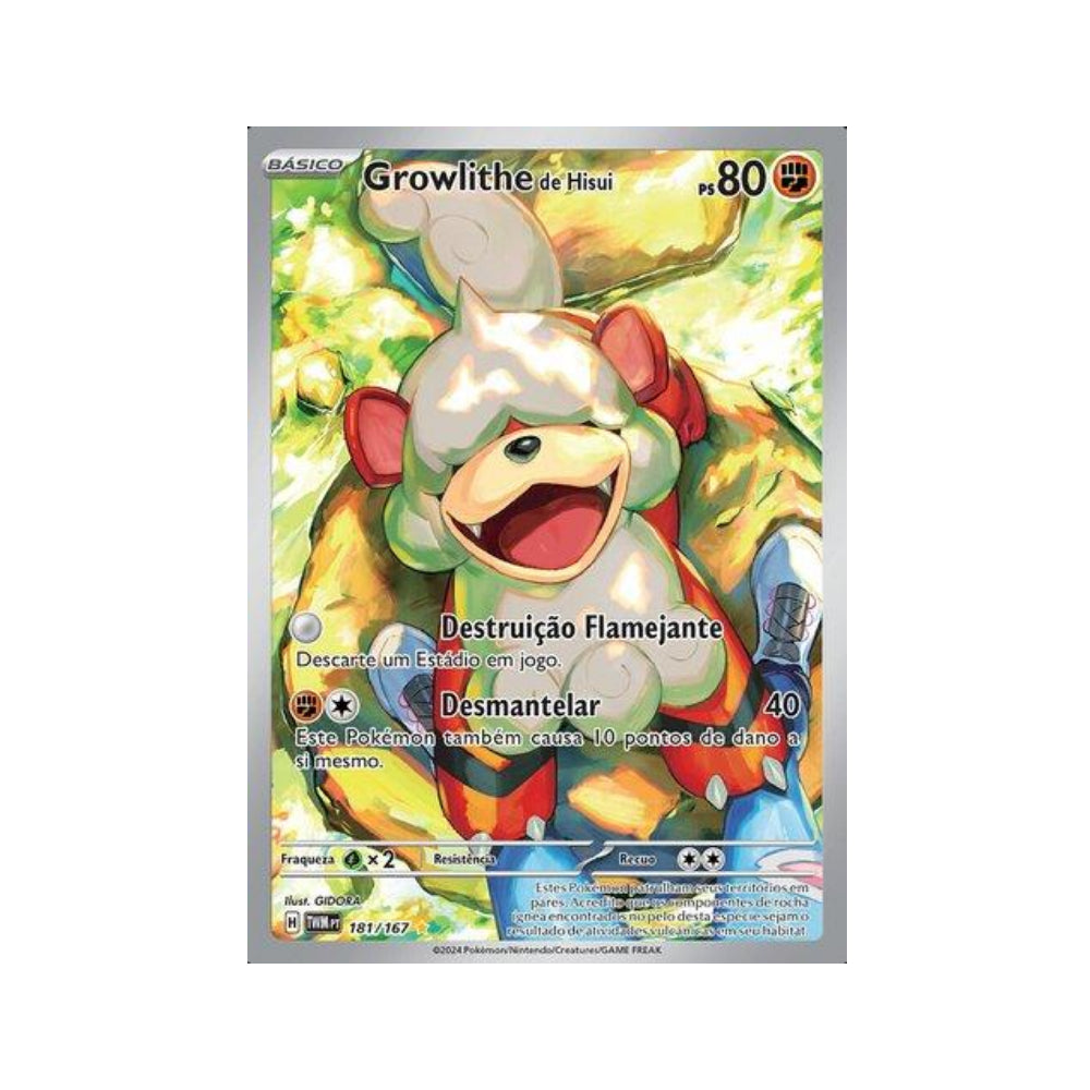 Hisuian Growlithe 181/167 in Portuguese Twilight Masquerade Pokémon TCG