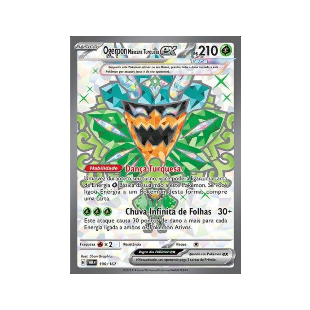 Teal Mask Ogerpon ex 190/167 in Portuguese Twilight Masquerade Pokémon TCG