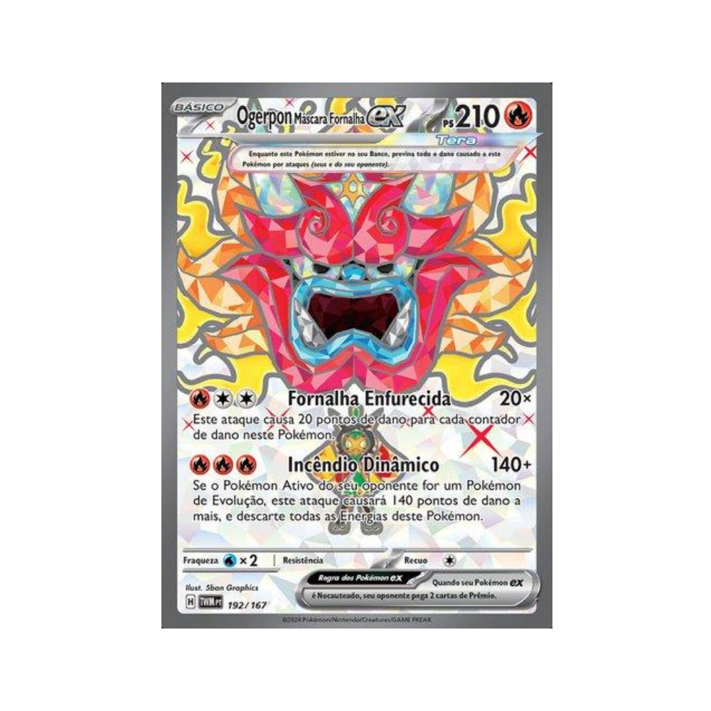 Hearthflame Mask Ogerpon ex 192/167 in Portuguese Twilight Masquerade Pokémon TCG