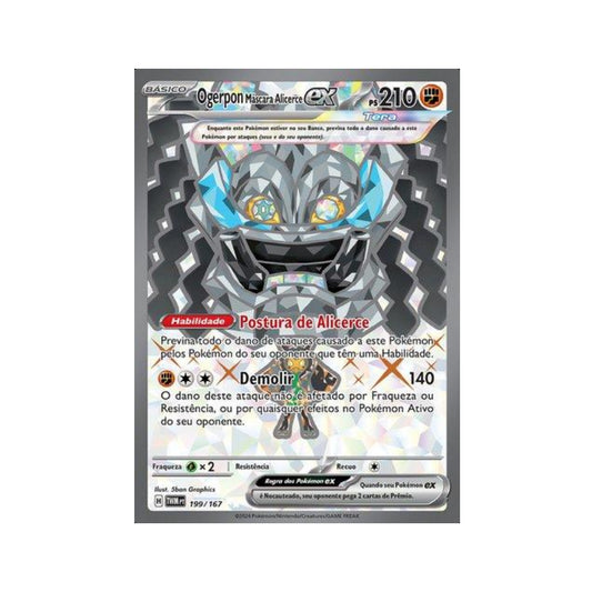 Cornerstone Mask Ogerpon ex 199/167 in Portuguese Twilight Masquerade Pokémon TCG