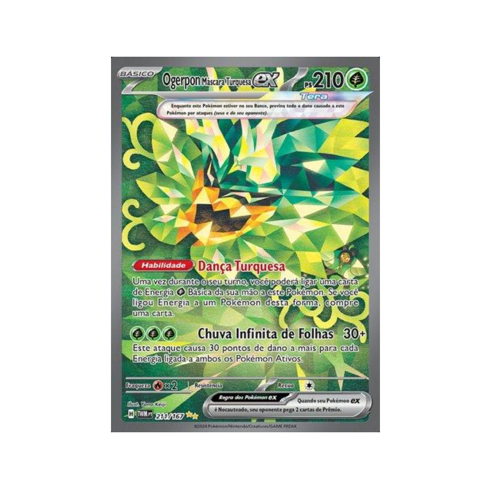 Teal Mask Ogerpon ex 211/167 in Portuguese Twilight Masquerade Pokémon TCG