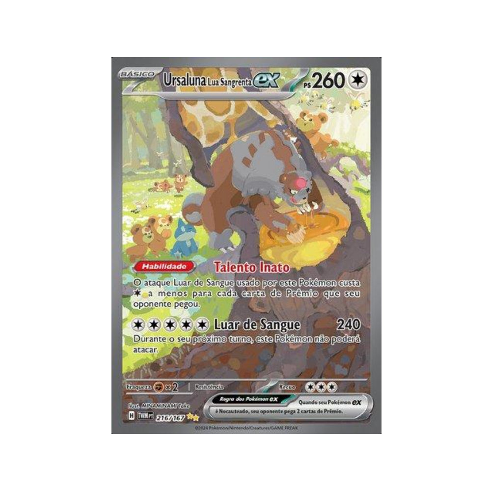 Bloodmoon Ursaluna ex 216/167 in Portuguese Twilight Masquerade Pokémon TCG