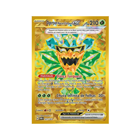 Teal Mask Ogerpon ex 221/167 in Portuguese Twilight Masquerade Pokémon TCG