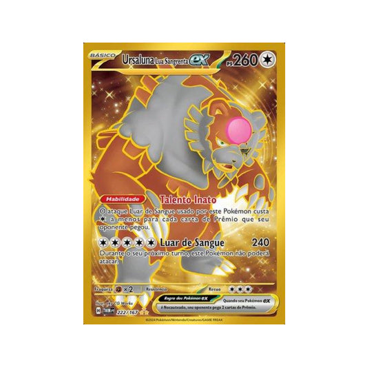 Bloodmoon Ursaluna ex 222/167 in Portuguese Twilight Masquerade Pokémon TCG